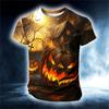 Halloween horror pumpkin 3D printed fashionable men's T-shirt 2025 new daily outdoor sports party quick drying breathable street clothing