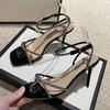 Crystal Women High Heels Sandals Luxury Sexy Square Toe Heeled Shoes Party Dress Woman Slippers Elegant 2025 Summer New Pumps