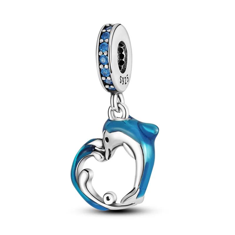copper Seashell Dolphin Mermaid Tail Blue Charm Bead Charms Compatible With Authentic Bracelets Do It Yourself Fashion Jewellery Sea Charm Bead Charms