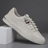 Men's 2025 Autumn Casual White Leather Slip-On Sneakers - Breathable, Versatile, Trendy Sports Shoes