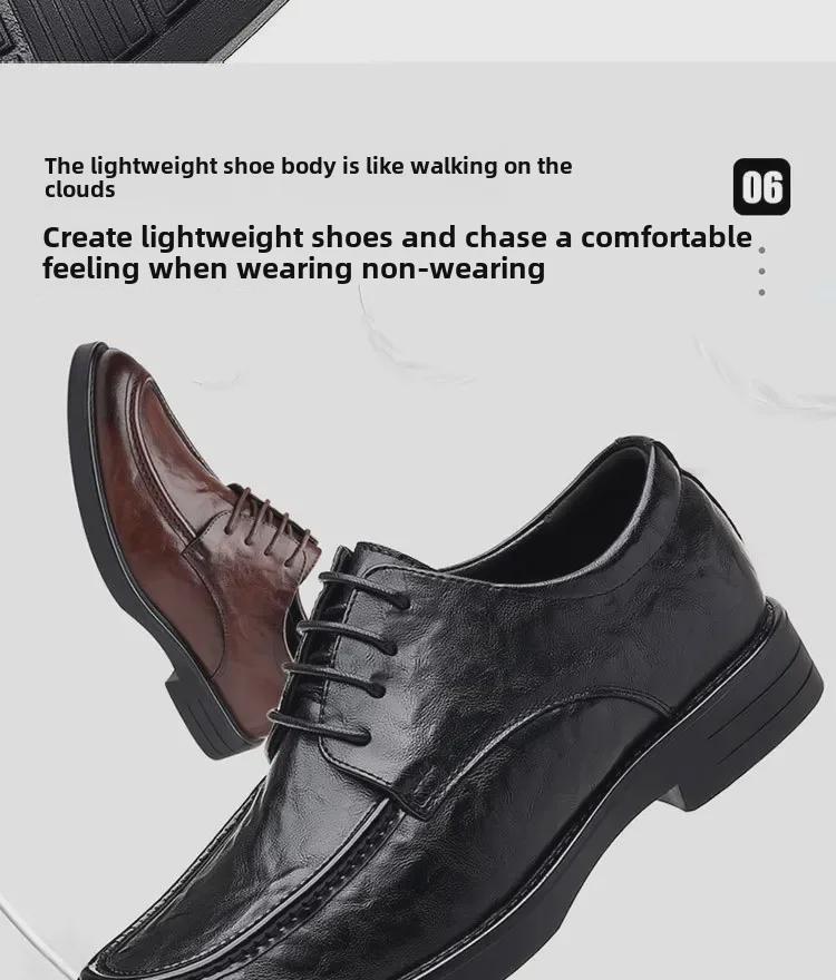 Men's Hand-Scratched Leather Shoes for Spring & Autumn - Business, Casual, Wedding, British & Korean Styles
