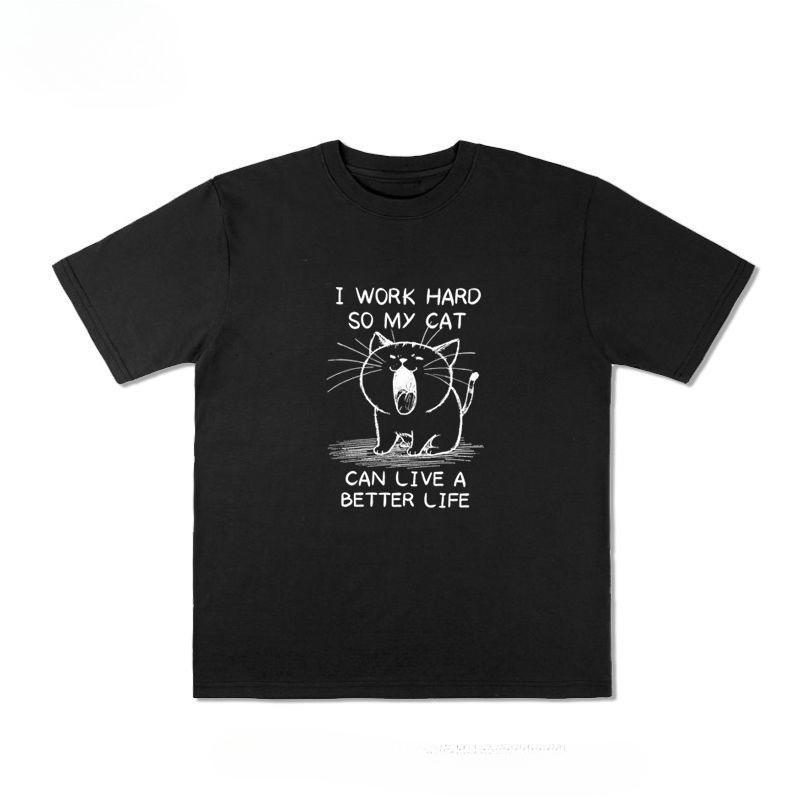 

Я много работаю, чтобы у моего босса была лучшая жизнь. Английская футболка с коротким рукавом из чистого хлопка с котом 4XL