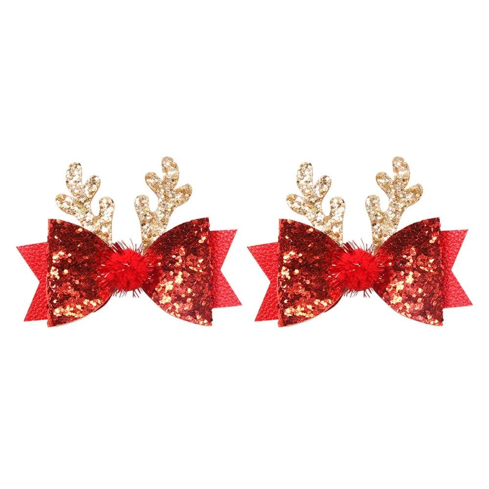 1/2pcs Shiny BB Hair Clips Hairpin Women Girls Cute Double Layered Bow Tie Barrettes Accessories Christmas Hairgrip Headdress