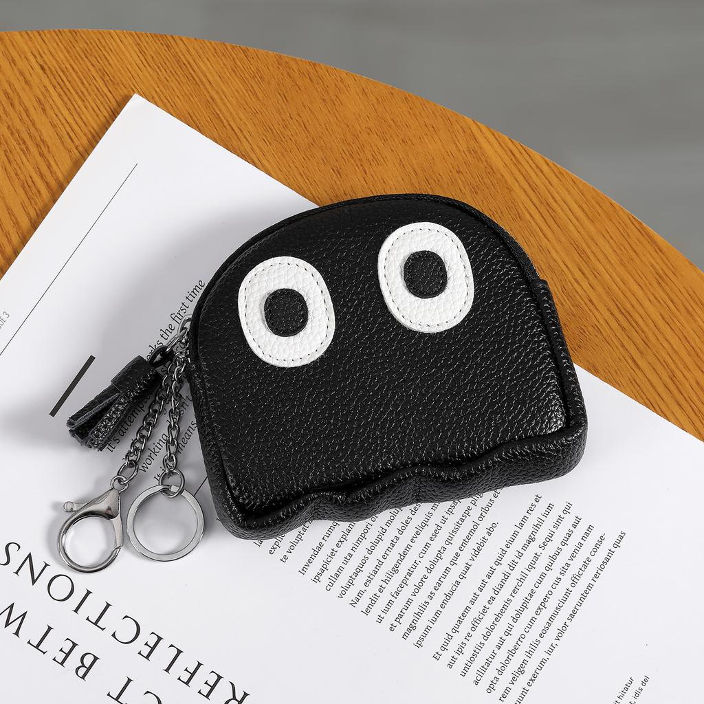 Cute Cartoon Ghost Coin Purse PU Leather Zipper Wallet Mini Keychain Pouch Small Change Purse for Women Girls
