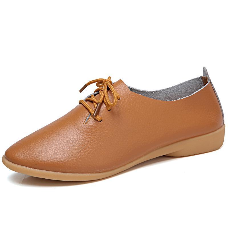 

Женские кожаные туфли на шнуровке в ретро-британском стиле 2023 г. — толстый каблук, универсальные, на весну и осень 41 светло-коричневого