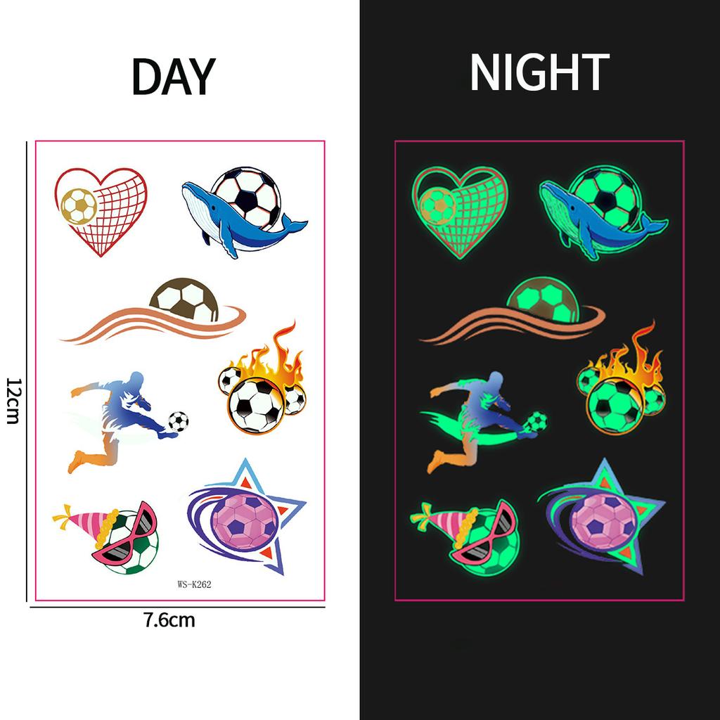 Sports Theme Tattoo Sticker Football Game Fans Luminous Temporary Tattoo Stickers Waterproof Party Makeup Face Stickers