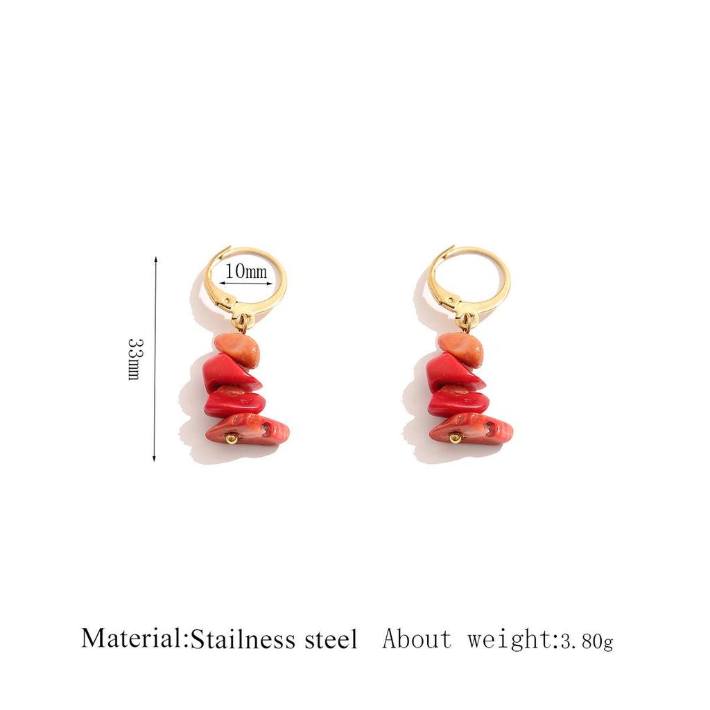 Elegant Natural Stone Irregular Stud Earrings - Versatile Niche Jewelry Set