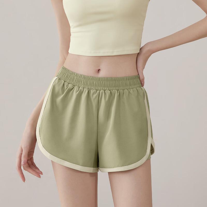 Youyou Women s Spring/Summer Fake Two-Piece Yoga Running Shorts M