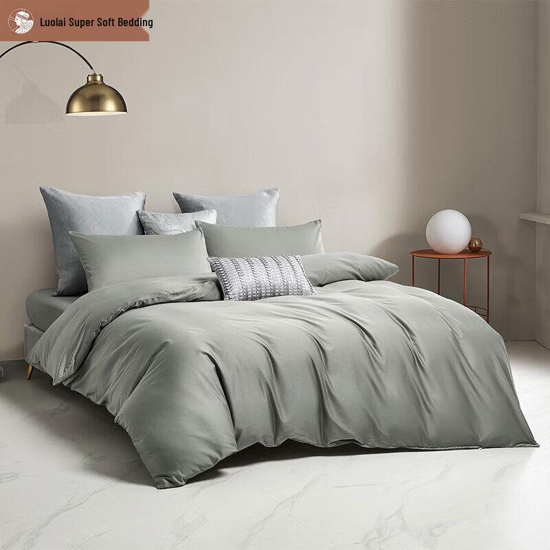 LUOLAI Minimalist 60S Cotton Sateen 4-Piece Bedding Set