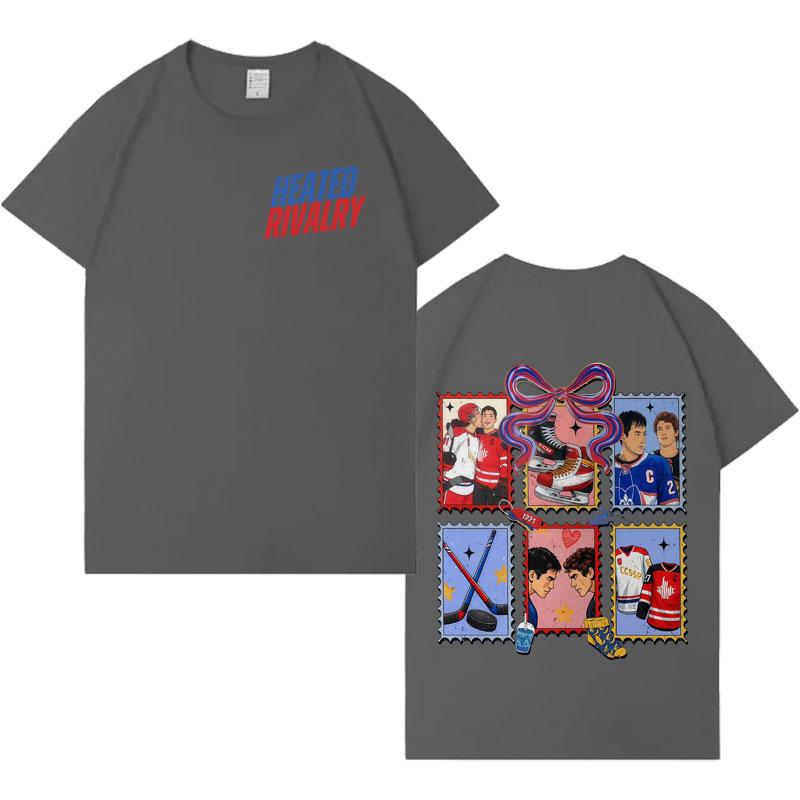 Streetwear Ognisty Rywalizacja Shane Hollander Ilya Rozanov Modny T-shirt z Okrągłym Dekoltem Męski Damski Krótki Rękaw Pop Oversize Codzienne Top