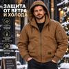 Casual Men Hooded Bomber Jacket Thick Warm Quilted Lining Wind Resistant Coat Full Zip Outerwear with Utility Pockets for Fall Winter Daily