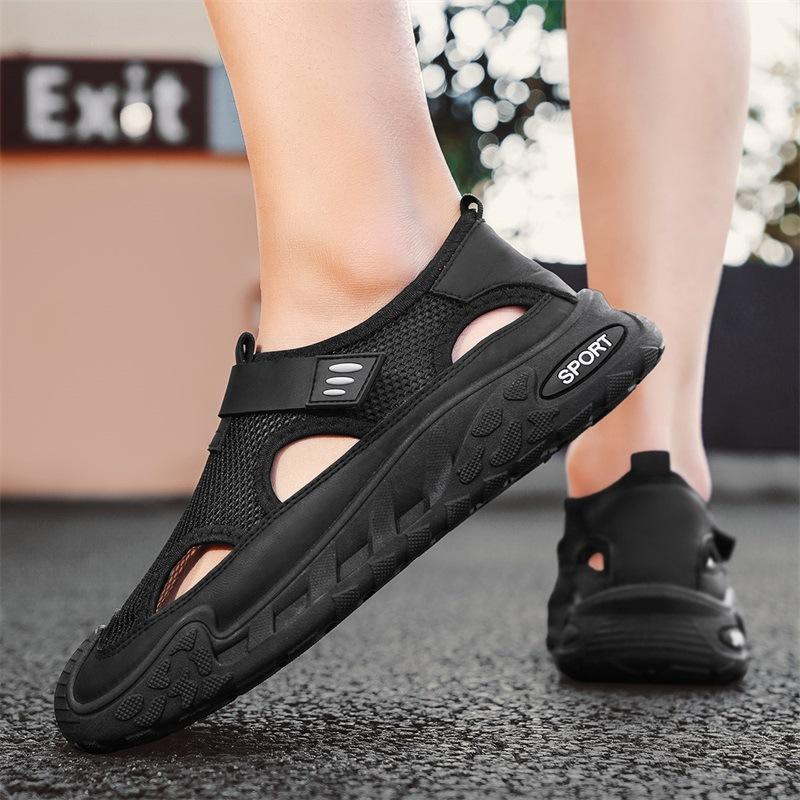 Summer Breathable Bag Head Sandals Comfortable Hollow Mesh Hole Shoes Outdoor Light Non-slip Travel Seaside Cool Slippers