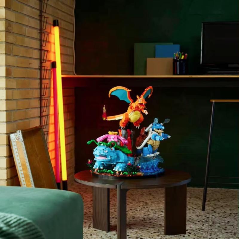 6838PCS 72153 Building Blocks Set Venusaur Charizard Blastoise 3 Figures Creative DIY Assembly Bricks Home Decor Model Toy Gift