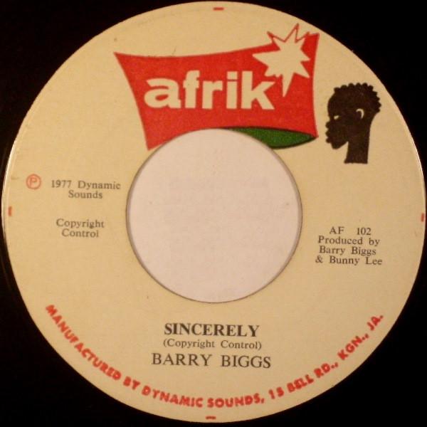 

7inch Record BARRY BIGGS - Sincerely AF102 Afrik 1977 Jamaica Reggae, Ska & Dub Used