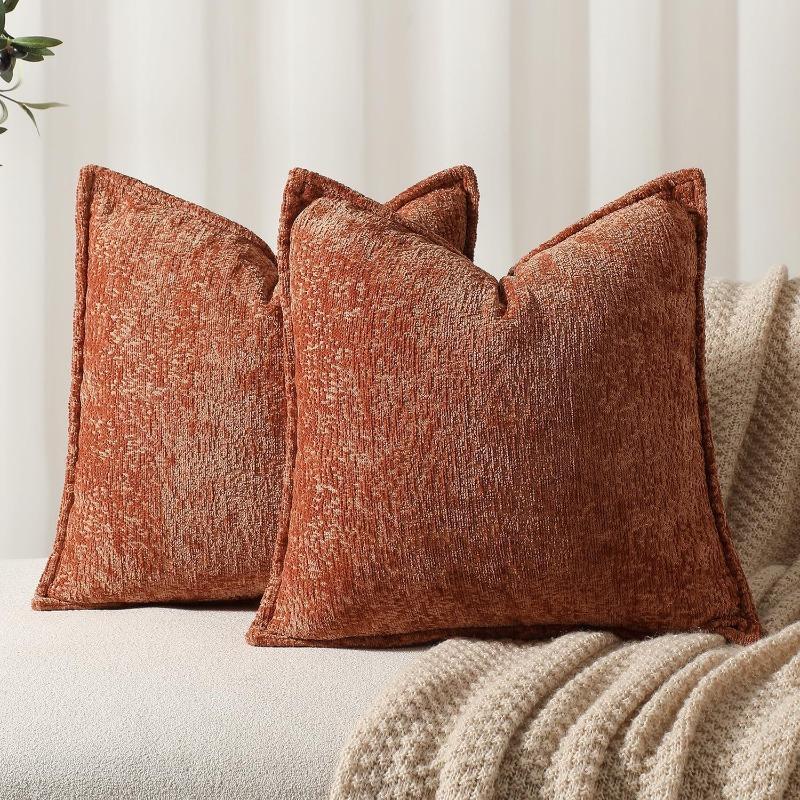 Soft Solid Color Chenille Pillow Hotel and Homestay Cushions Home Sofa Bed Decoration Pillow Thicken Wear-resistant Removable and Washable Pillowcase