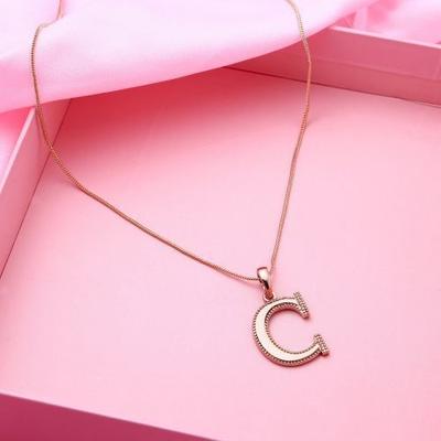 Charm C Pendant Rose Gold Plated
