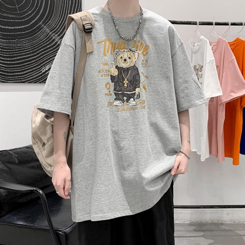 Pánská trička s krátkým rukávem Dopis s grafickým potiskem Trička módní značky pro muže Muži Oblečení Neformální Tričko Muž Léto Korejské Retro Topy Pro