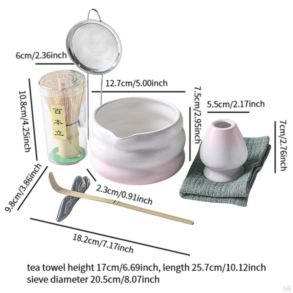 7 Pieces Japanese Matcha Set Tea Spoon Bowl Making Kit for Household