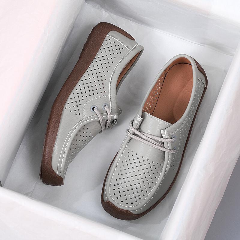 Women Flat Platform Loafers Genuine Leather Comfortable Wedge Moccasins Shoes Women Soft Beige Sneakers Zapatos De Mujer