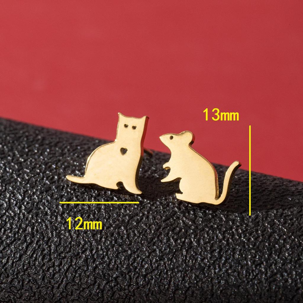 Stainless Steel Asymmetrical Tom and Jerry Women's Earrings