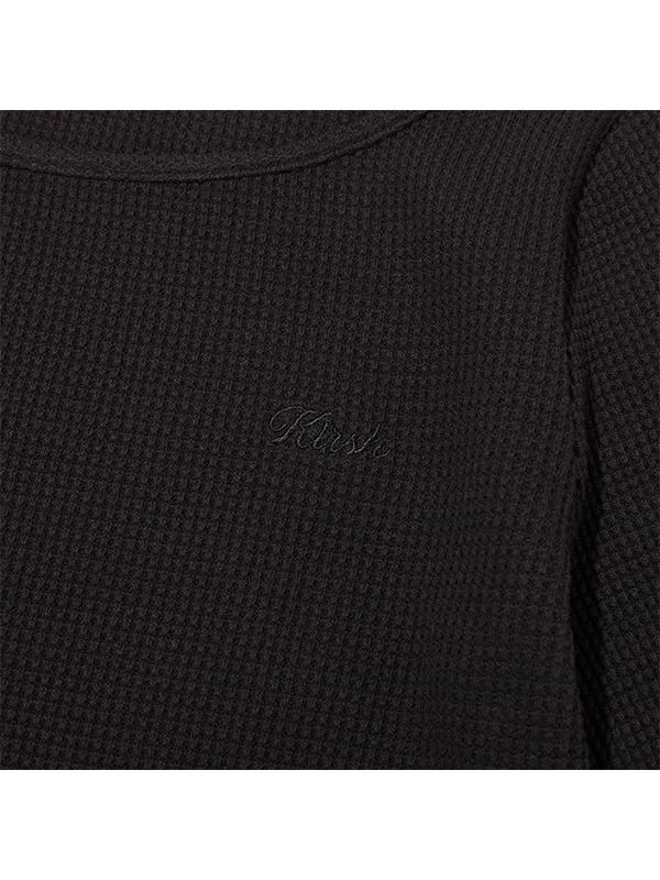 KIRSH Waffle Boat Neck Long Sleeve [Black]