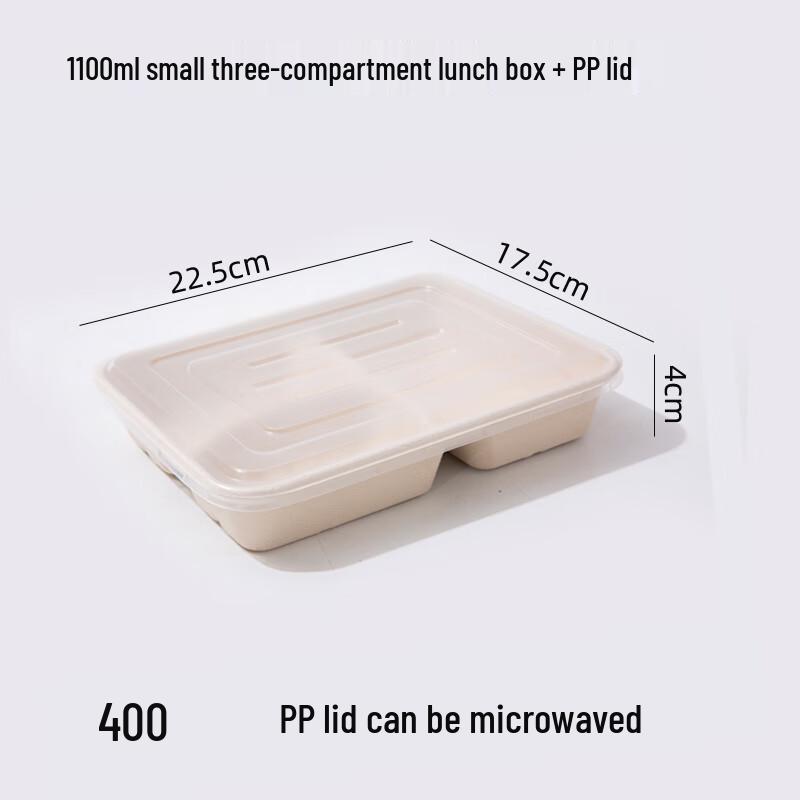 MOLUONA 1100ml 3-Compartment Pulp Food Containers