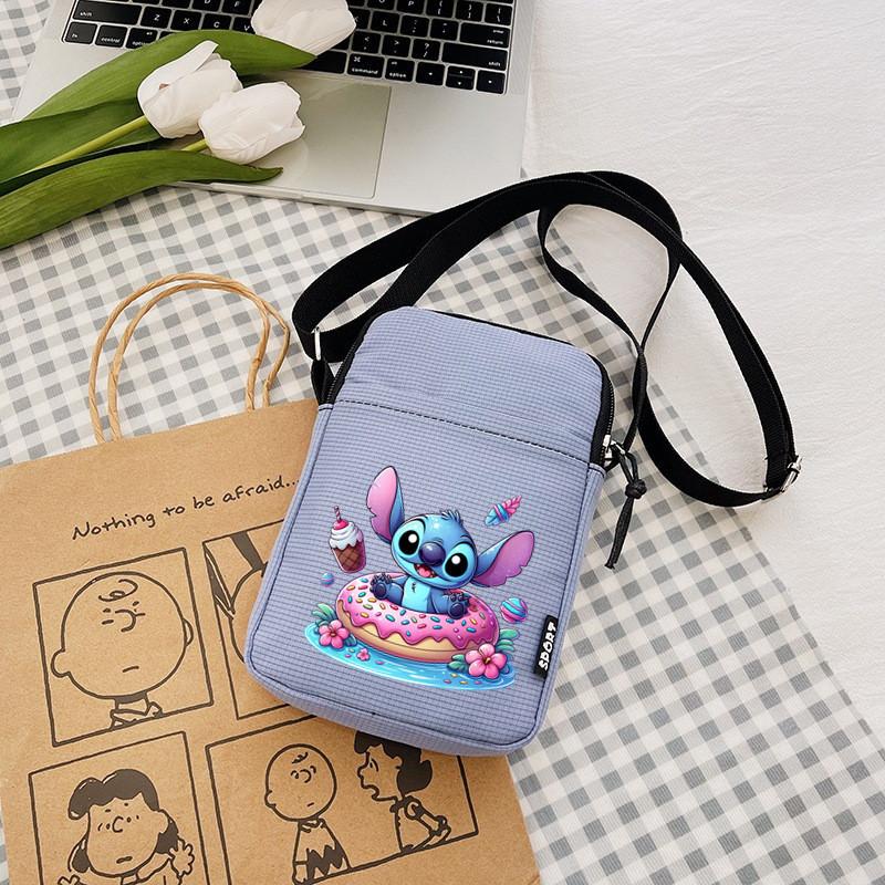Pattern Stitch Anime Single Shoulder Crossbody Square Bag With Secure Zipper