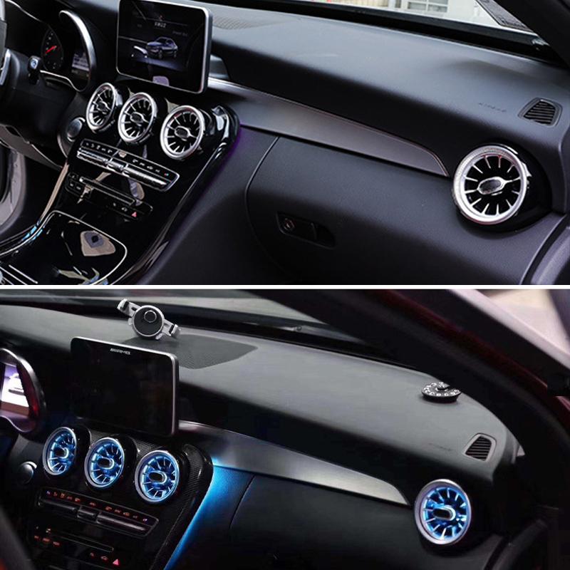 Car LED Front Dashboard AC Air Condition Vent Outlet Turbo Interior Trim For Mercedes Benz C Class W204 W205