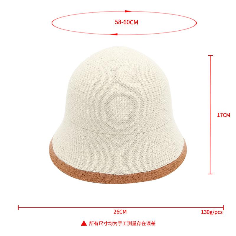 2025 new contrasting chenille bucket hat autumn and winter color matching knitted basin hat men and women lamb plush bucket hat