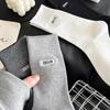Women's Fall New Solid Color Embroidery Letter Boneless Tube Pile Socks