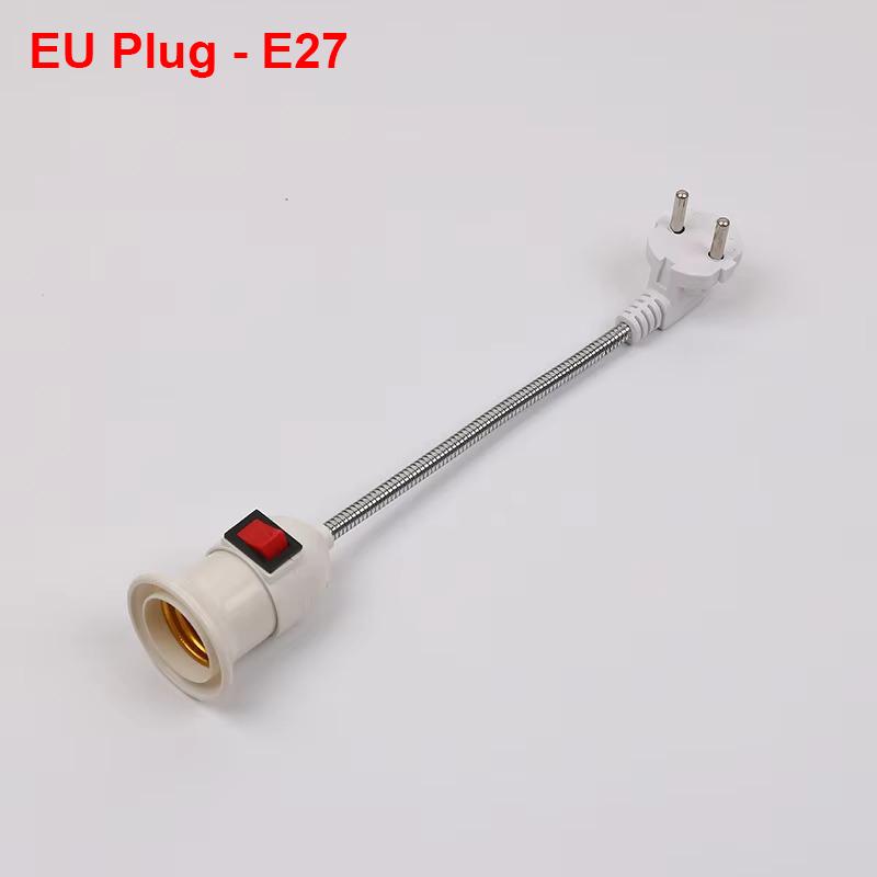 E27 LED Lamp Base EU US Plug Universal Socket Adapter Flexible LED Light Holder With Switch Base Conversion Table Lamp Converter