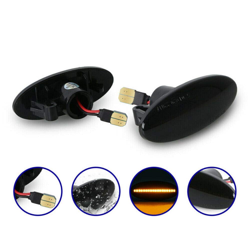 1 Pair LED Dynamic Side Marker Lights Turn Signal Lights Sequential Blinker Lights Canbus