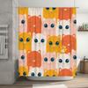 Cute Cartoon Cat Shower Curtain Waterproof Bathroom Decor