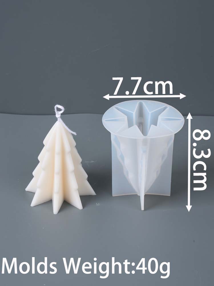 Moule à Bougie Arbre de Noël Géométrique 3D DIY Bougies Parfumées Simples de Noël Moules en Silicone Savon Plâtre Résine Artisanat Fabrication de Cadeaux