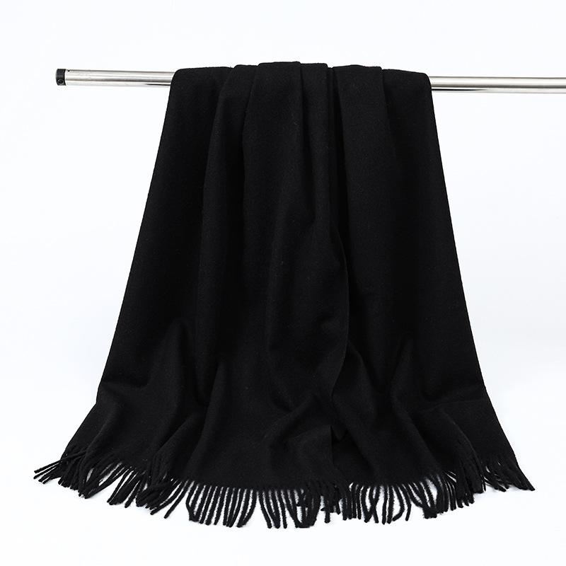 Wool Scarf Women's Winter Korean Style Thickened Warm Solid Color Scarf Shawl High End Versatile Cashmere Scarf