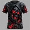 Men's Halloween Horror-Themed 3D-Printed T-Shirt Summer Round-Neck Breathable Trendy Cool Street-Style Halloween Party T-shirts