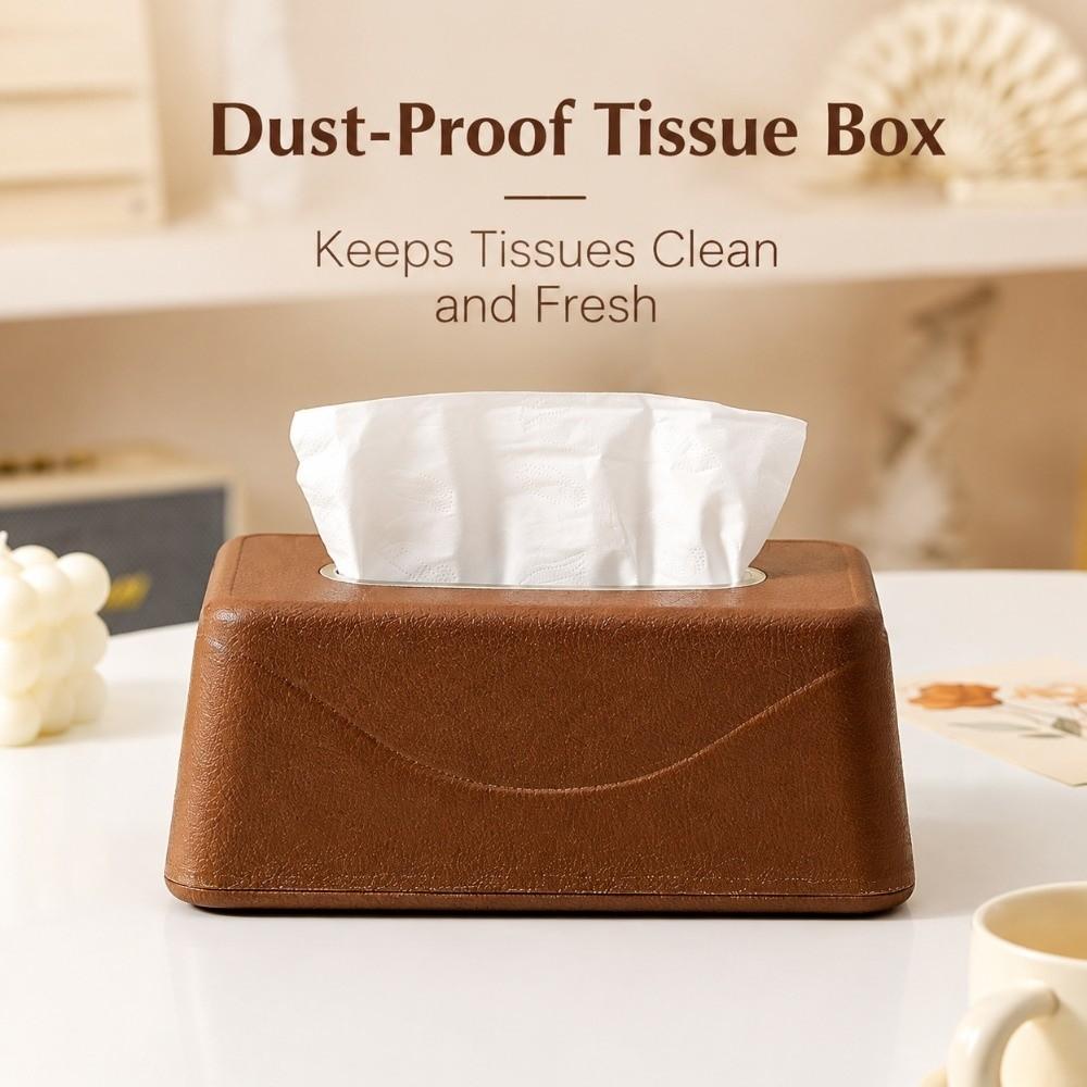 Large Capacity Tissue Box Holder Built-in Spring Facial Tissue Box Tissue Box Cover fo Homestay
