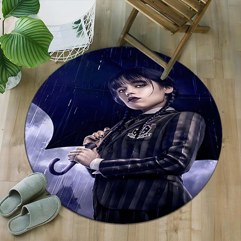 1pc Addams Family Wednesday3 Print Round Carpet Chair Round Carpet Suitable for Bedroom Living Room Home Decorative Carpet