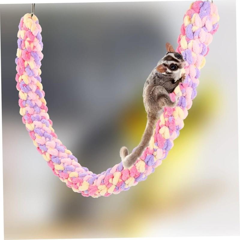 Practical Hamster Climbing Rope Thick Soft Swing Braided with Hanging Lock Buckle Rat Toy Guinea Parrot