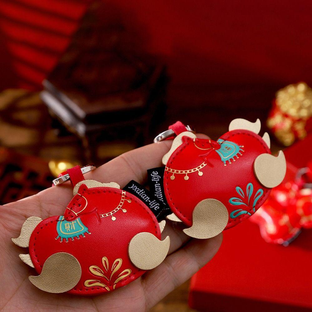 Cartoon Horse Keychain Red Chinese New Year Gift Unique Zodiac Pony Bag Pendant Birthday Gift