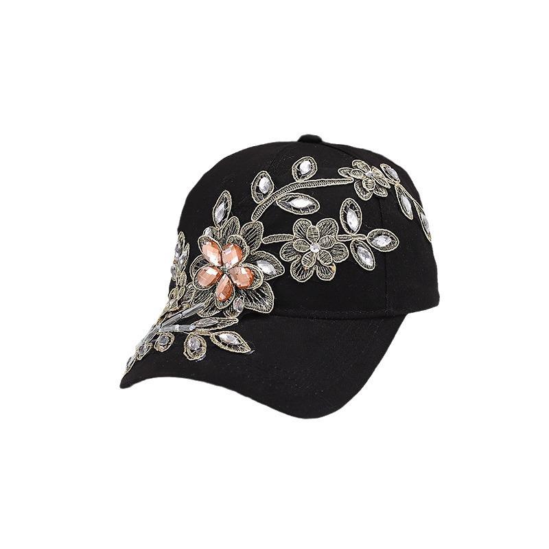 European-American Luxury Rhinestone Sun Protection Baseball Cap for Women