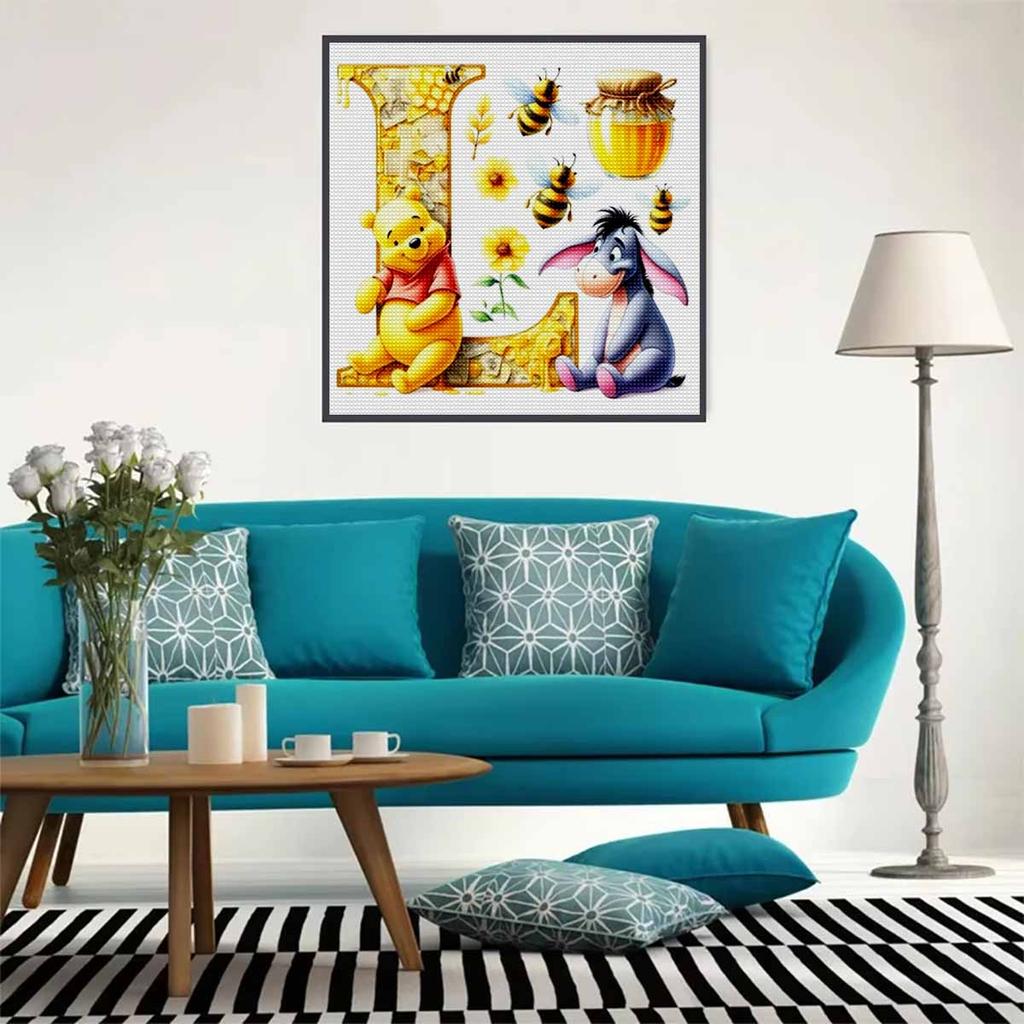 DIY Diamond Painting Round Diamond The Letters "L" In Vini and Eeyore Full Diamond Mosaic Home Decoration Painting Cross Stitch Kit