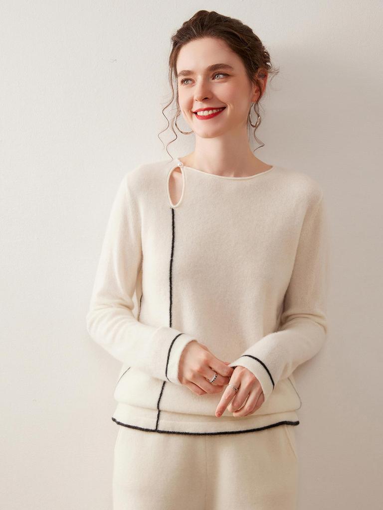 Korean Style Slimming Cashmere Women's Knit Sweater - Autumn/Winter Collection