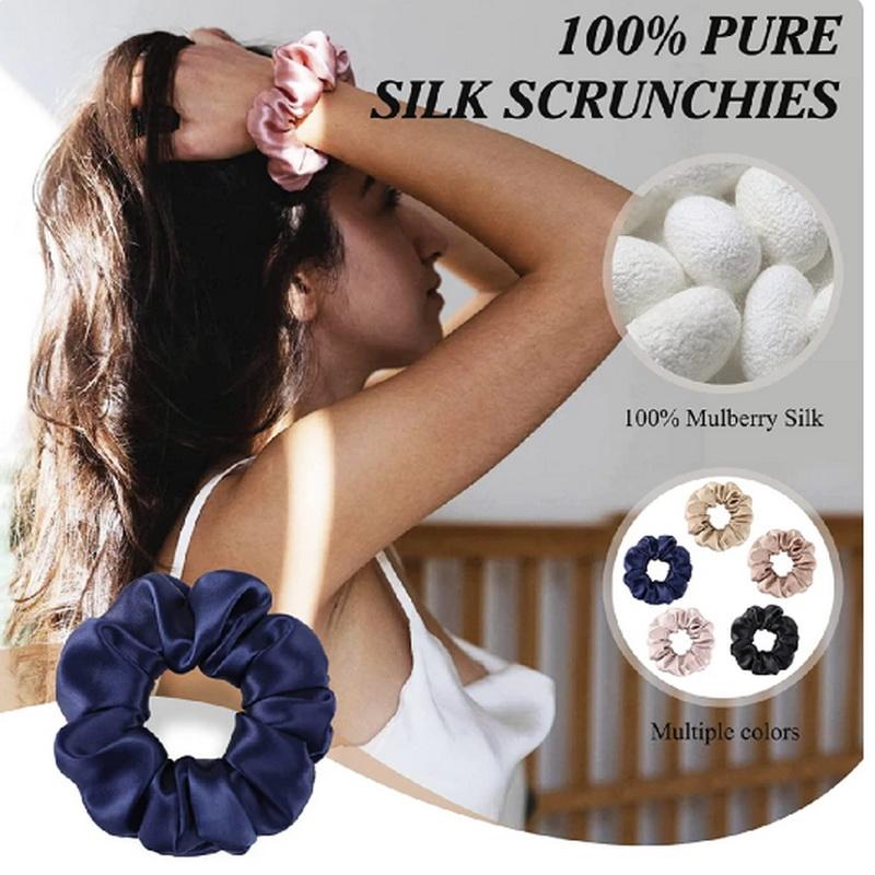 Kvinnor 100% Ren Mullbärssilke Hårband Vit Silke Scrunchies Flickor Elastiska Hår Gummiband Enfärgad Hårrep chouchou soie