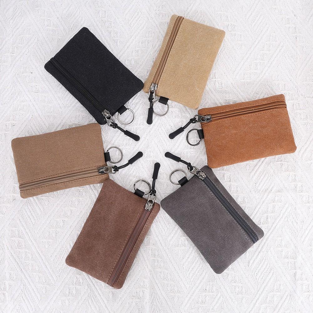Fashion Canvas Wallet Mini Zipper Coin Bag Money Pocket Women Men