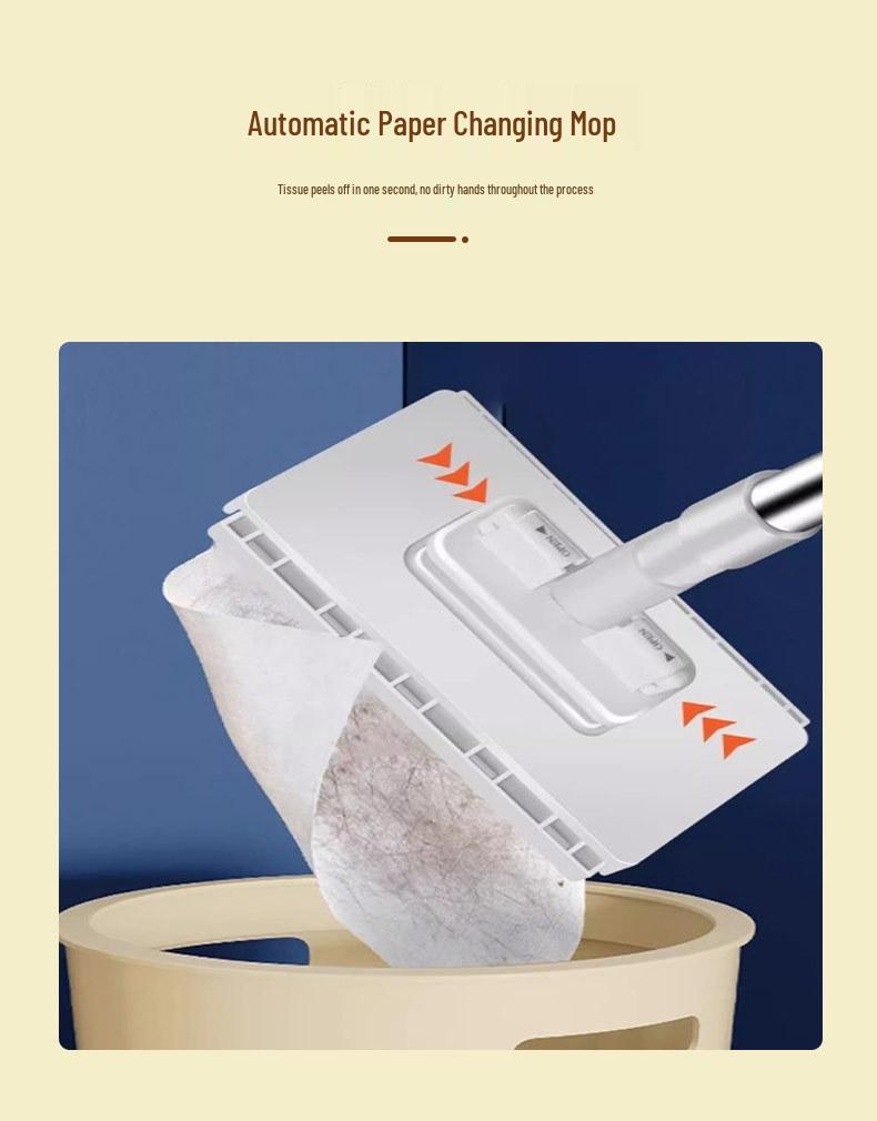 Hands-Free Flat Mop with Auto Clip and Mini Towel