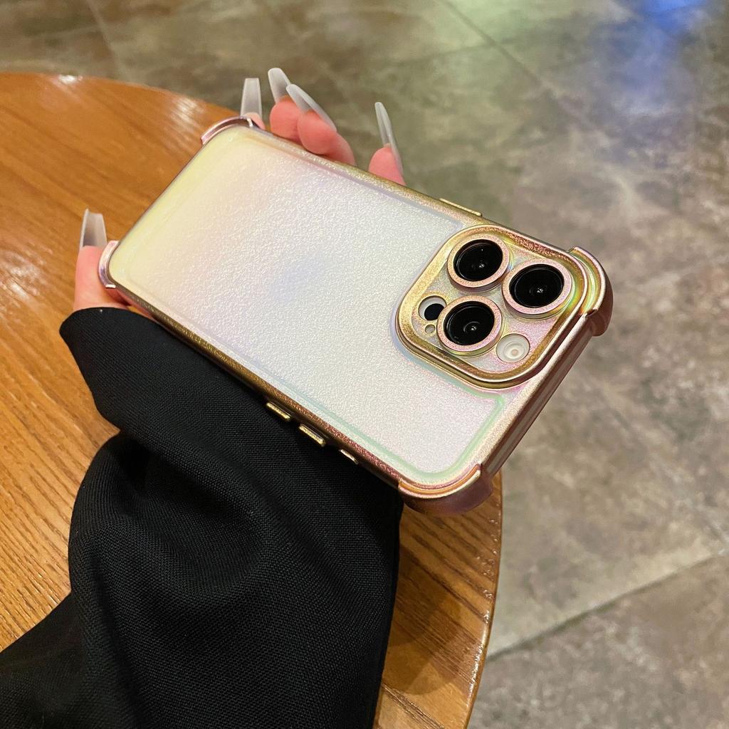 Electroplated Laser Colorful Silk Pattern Four Corners Anti-drop Space Case for iPhone17 Mobile Phone Case Apple 15/16