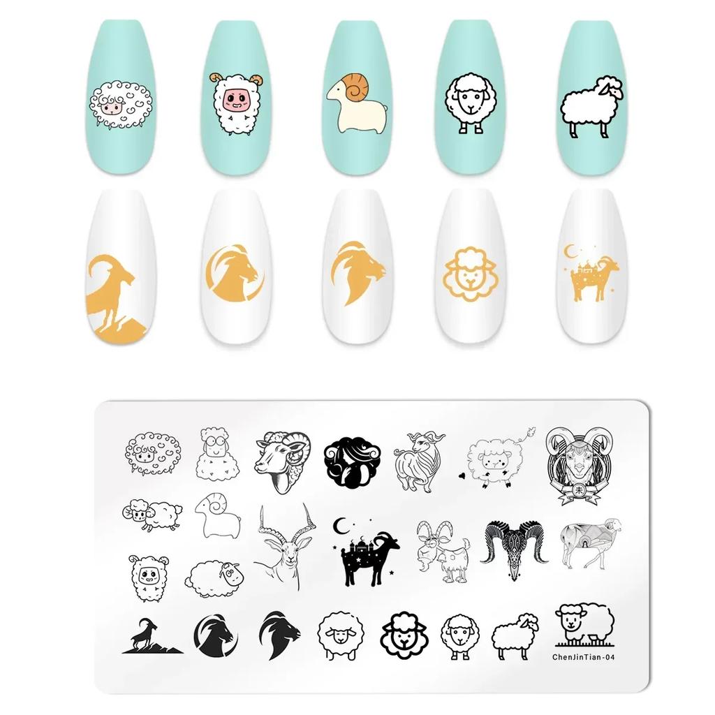 Nagelstempelplatten mit Schlangen- und Leoparden-Motiv, englische Buchstaben, Liebe, Herz, Blätter, Blumen, Design, Druckplatten, Nagelkunst, Schablone, Stempelwerkzeug