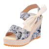Sandals women's summer casual new super high heel flower wedge heel strap bow platform bohemian women's shoes