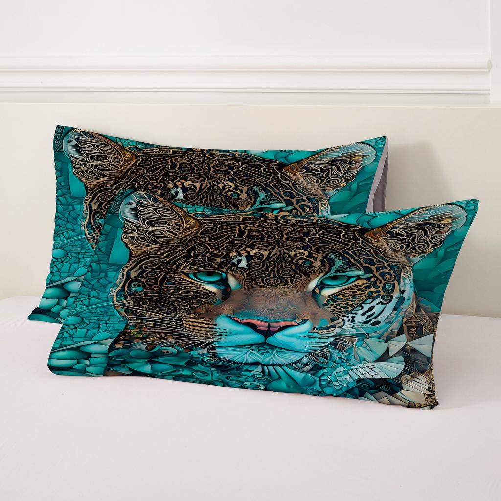 Bohemian Leopard Pattern Polyester 3D Printed Quilt Cover Set Bedding Cover Pillowcase Luxury Animal Theme Duvet Cover Sets